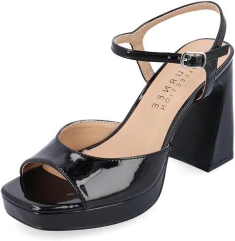 Journee Collection Womens Ziarre Platform Heel with Open Toe and Buckle Detail in Kuwait