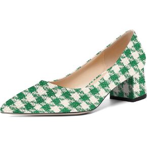 ROSERWISH Womens Fashion Casual Patent Slip On Wedding Pointed Toe Chunky Low Heel Pumps Dress Shoes 2 Inch