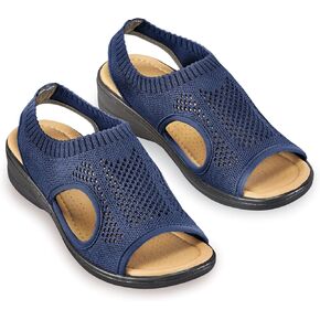 Collections Etc Cushioned Insole Open Weave Stretch Slip-on Sandals | Polyester, Skid-Resistant