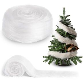 FabricLA Fur | Faux Fur Fabric | White Fur Ribbon Trim Fabric - 4" Wide x 36" Long (3 FT) Fake Fur Fabric - Soft Christmas White Faux Fur for Crafting, Sewing, and Decorating, Fur Trim Fuzzy Fabric