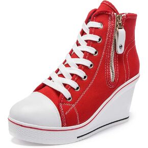 Women's Canvas High-Heeled Shoes Fashion Sneakers Casual Shoes for Walking Platform Wedges Pump Shoes