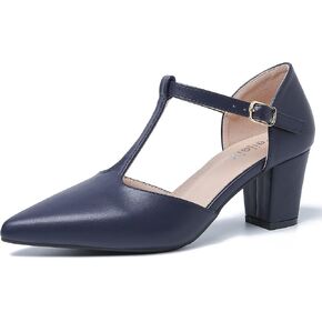 Womens T Strap Mary Jane Shoes Chunky Block Heel Pointed Toe Ankle Strap Buckle Dress Pumps in Kuwait