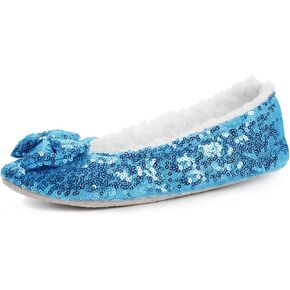 Surblue Women‘s Ballerina Bing Metallic Shine Warm Indoor House Cozy Sequin Slippers/Shoes