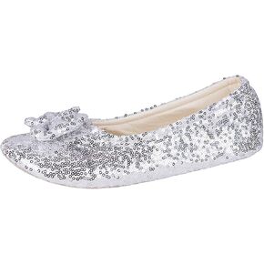 شباشب/أحذية نسائية من Surblue Ballerina Bing Metallic Shine دافئة في المنزل الداخلي مريحة بالترتر