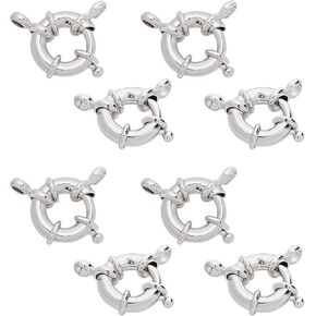 PH PandaHall 15pcs Sterling Silver Plated Metal Spring Ring Clasps Round Close Ring Clasp Findings for DIY Necklaces Anklets Jewelry Making 13x5x3mm