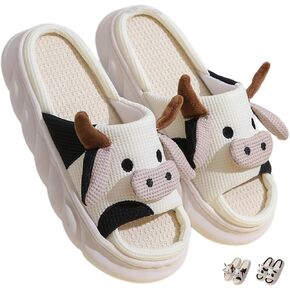 Panda Slippers for Women Men Indoor Couple Linen Slippers Cute Cartoon Panda Animal Slides Sandals Adult Mens Cow Home Slippers Comfy House Slippers Outdoor Shoes Non-Slip Slippers