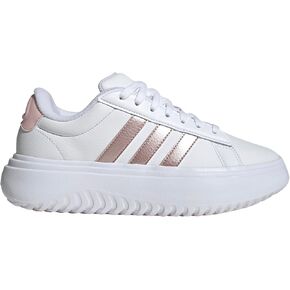 حذاء رياضي نسائي من Adidas ذو منصة Grand Court، أبيض/وردي رملي/وردي رملي، 7.5