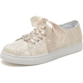 Lace Wedding Sneakers for Bride Comfortable Bridal Tennis Shoes Flat Wedding Shoes