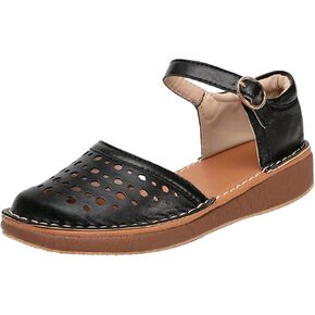 GATUXUS Women's Low Wedge Ankle Strap Buckle Flats Shoes Closed Toe Roman Cage Cusual Flat Sandals in Kuwait