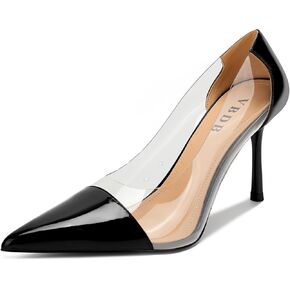 Clear Heels for Women Pumps Pointed Toe Stiletto High Heels Party Wedding Pumps Dressy Basic Shoes