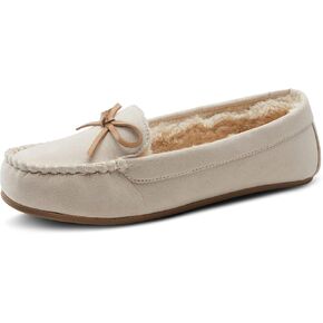 Flexus Spring Step Danda Moccasin Slippers for Women - Faux Fur Shoes for Indoor Use - Comfortable Slip-On House Slippers