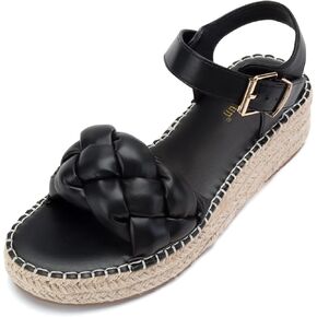 MaxMuxun Women's Platform Wedge Sandals Open Toe Buckle Espadrilles Casual Summer Braided Sandals