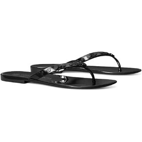 Tory Burch Women's Studded Jelly Thongs Sandals Flats (Perfect Black, us_footwear_size_system, adult, women, numeric, medium, numeric_9)