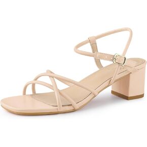 Perphy Strappy Heels Square Toe Slingback Chunky Heel Sandals for Women