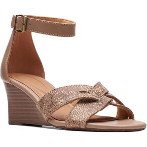 Clarks Women's Fashion Wedge Sandal, Praline Leather, 6