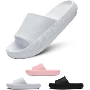 Cloud Slides for Women Slippers Shower Shoes Women's Sandals Bubble Slides for Men Non-Slip Cushioned Thick Sole Dorm Room Essentials White 10 in Kuwait