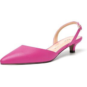 Womens Backstrap Pointed Toe Matte Dress Wedding Fashion Buckle Kitten Low Heel Pumps Shoes 1.5 Inch