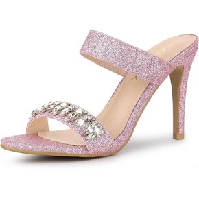 Allegra K Women's Glitter Rhinestone Stiletto Heels Sandals