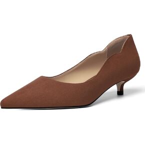 Womens Slip On Solid Suede Dress Pointed Toe Work Kitten Low Heel Pumps Shoes 1.5 Inch