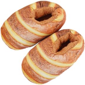 1 Pair Bread Slippers for Adult Winter Plush Food Slipper Fake French Loaf Home Shoes Funny Novelty Cartoon Cotton Slippers New Year Indoor Outdoor Use