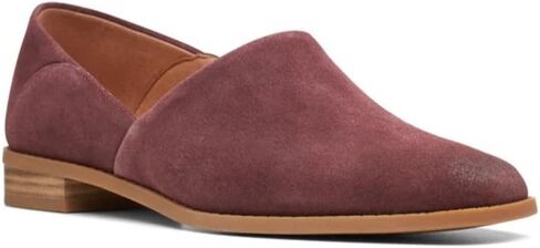 حذاء نسائي من Clarks Pure Belle Loafers، جلد سويدي عنابي، عرض 8.5 in Saudi Arabia