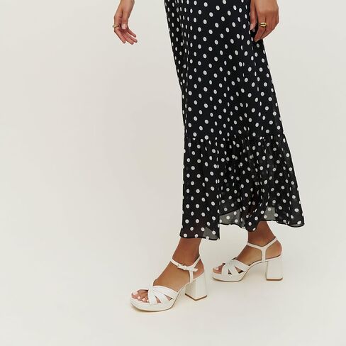 Arqa Platform Bow Sandals for Women Metallic Ruched Chunky Heels Square Open Toe Ankle Strap Block Heel Sandal in Saudi Arabia