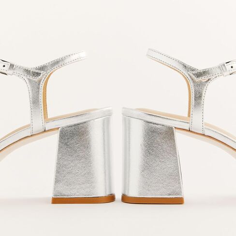 Arqa Platform Bow Sandals for Women Metallic Ruched Chunky Heels Square Open Toe Ankle Strap Block Heel Sandal in Saudi Arabia