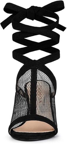Allegra K Women's Mesh Block Heel Lace Up Sandals in Saudi Arabia