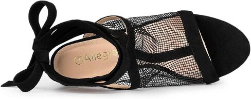 Allegra K Women's Mesh Block Heel Lace Up Sandals in Saudi Arabia