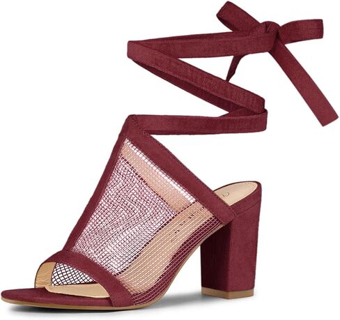 Allegra K Women's Mesh Block Heel Lace Up Sandals in Saudi Arabia