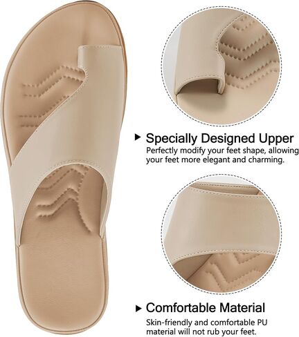 Aomigoct Orthopedic Flat Sandals for Women: Dressy Summer Flats Womens Sandals Comfortable Slip On Beach Walking Shoes in Saudi Arabia