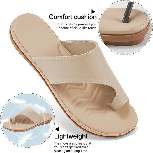 Aomigoct Orthopedic Flat Sandals for Women: Dressy Summer Flats Womens Sandals Comfortable Slip On Beach Walking Shoes in Saudi Arabia