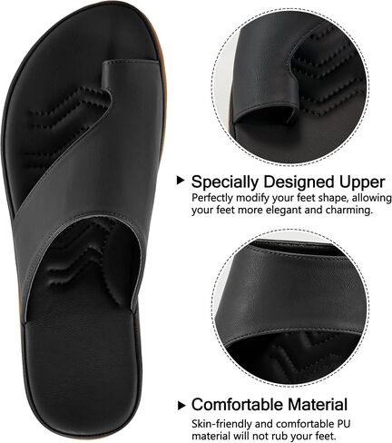 Aomigoct Orthopedic Flat Sandals for Women: Dressy Summer Flats Womens Sandals Comfortable Slip On Beach Walking Shoes in Saudi Arabia