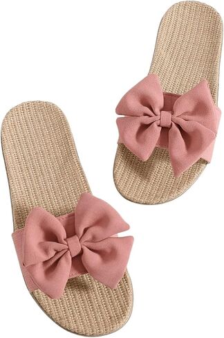 Verdusa Women's Bowknot Decor Flat Slippers Single Band Open Toe Solid Indoor Slipper in Saudi Arabia