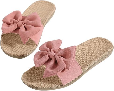 Verdusa Women's Bowknot Decor Flat Slippers Single Band Open Toe Solid Indoor Slipper in Saudi Arabia