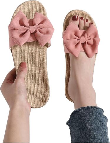 Verdusa Women's Bowknot Decor Flat Slippers Single Band Open Toe Solid Indoor Slipper in Saudi Arabia
