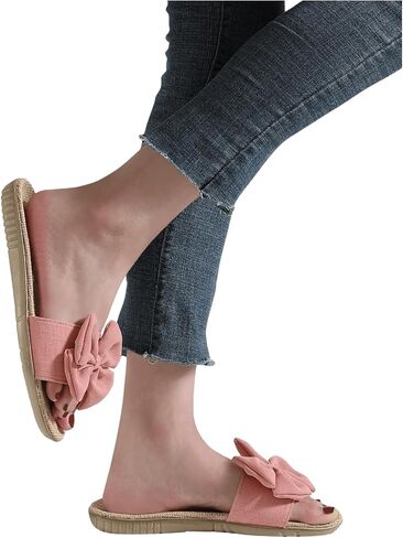 Verdusa Women's Bowknot Decor Flat Slippers Single Band Open Toe Solid Indoor Slipper in Saudi Arabia