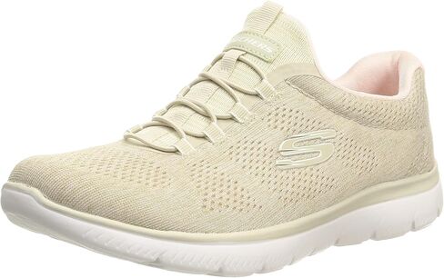 Skechers Women's Summits Fun Flare Sneaker, Taupe/Pink=TPPK, 8 Wide in Saudi Arabia