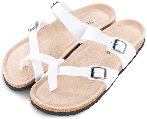 TF STAR Womens Comfortable Cork Footbed Sandals,Sandals Clip Toe Flip Flops Casual Flat Slippers in Kuwait