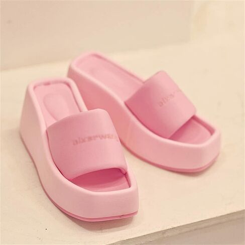Women's Platform Slide Sandal Comfort Wedge Heel Slippers Open Square Toe Padded Strap Slides in Saudi Arabia
