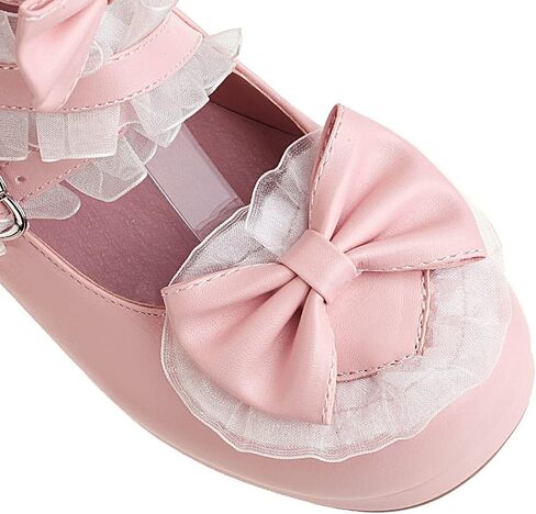 LUXMAX Women Cute Lolita Shoes Platform Mary Janes Kawaii Sweet Pumps | Strappy Ankle Strap Mary Janes, Lace Cross Tied Dress Pumps,Cute Pumps with Bow,Fashion Dress Shoes,Sweet Shoes in Saudi Arabia