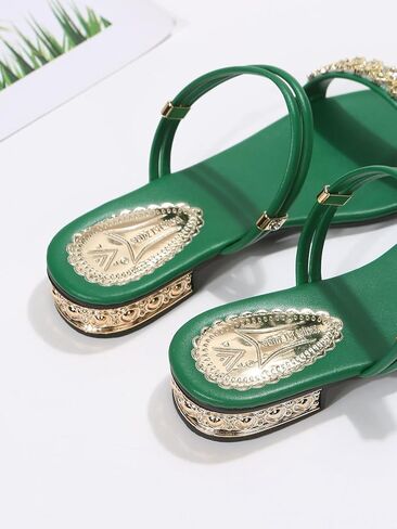 OYOANGLE Women's Rhinestone Decor Double Strap Open Toe Flat Sandals Summer Casual Slide Sandals in Saudi Arabia