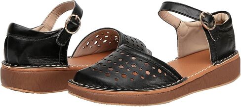 GATUXUS Women's Low Wedge Ankle Strap Buckle Flats Shoes Closed Toe Roman Cage Cusual Flat Sandals in Kuwait