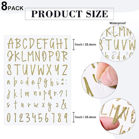 552 Pieces 8 Sheets Letter Stickers Self Adhesive Number Alphabet Vinyl Stickers Cursive Mailbox Numbers Labels Decals for Scrapbooking DIY Crafts Art Making Window Door Sign(1 Inch,White) in Kuwait