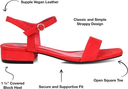 Journee Collection Womens Beyla Heels with Square Shaped Open Toe and Buckle Closure in Kuwait