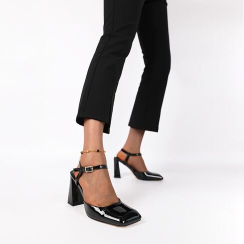 Zamikoo Womens Ankle Strap Square Toe Chunky Heel Pumps Shoes Dressy 3.5 Inches in Saudi Arabia