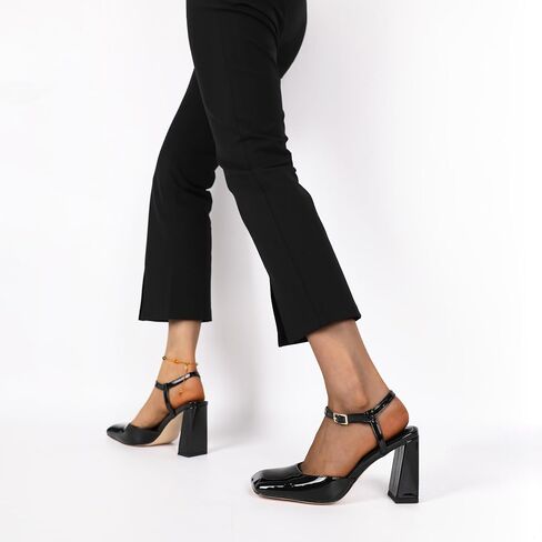 Zamikoo Womens Ankle Strap Square Toe Chunky Heel Pumps Shoes Dressy 3.5 Inches in Saudi Arabia