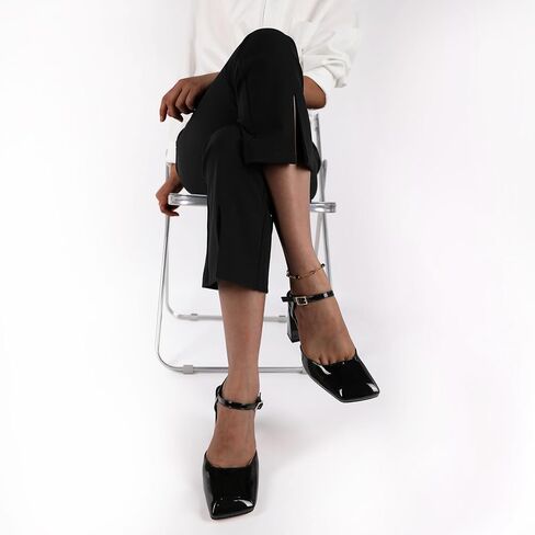Zamikoo Womens Ankle Strap Square Toe Chunky Heel Pumps Shoes Dressy 3.5 Inches in Saudi Arabia