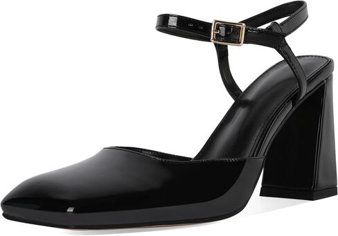 Zamikoo Womens Ankle Strap Square Toe Chunky Heel Pumps Shoes Dressy 3.5 Inches in Saudi Arabia