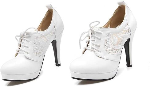 Women Lace Up Stiletto High Heel Pumps Platform Sexy Closed Toe Court Shoes in Saudi Arabia
